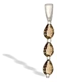 14K White Gold Genuine Pear Smoky Quartz 3-Stone Pendant