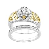 14K Two-Tone Gold Diamond Wedding Set - 0.85 Ct.