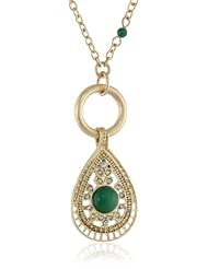 NINE WEST VINTAGE AMERICA "Royal Treasure" Gold-Tone Green Convertible Necklace, 8"