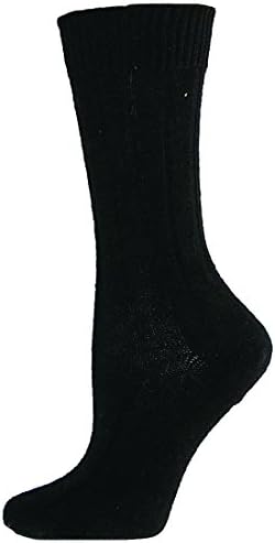 Posh Socks 6x2 Rib Womens Mid-Calf Cashmere Blend Socks (Black - Medium)