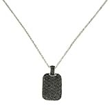 Sterling Silver Black Cubic Zirconia Dog Tag Pendant by Charles Winston, 18"