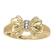 14K Yellow Gold Diamond Bow Ring