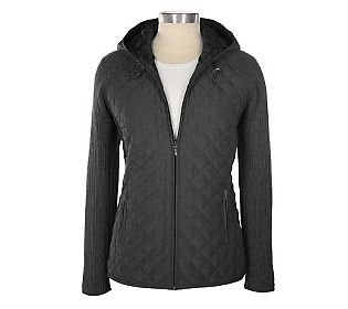 Denim & Co. Quilted Jacket with Hood and 3/4 Sleeve T-shirt