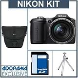 Nikon Coolpix L100 Digital Camera, Black - Refurbished - by Nikon U.S.A. With 4GB SD Memory Card, Camera Case, Table Top Tripod,