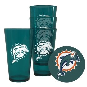 Miami Dolphins Plastic Pint Glass Set