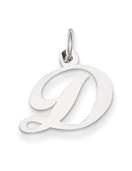 14k White Gold Small Fancy Script Initial D Charm