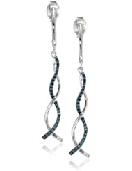 Sterling Silver Blue Diamond Earrings (1/5 cttw, I-J Color, I2-I3 Clarity)