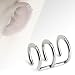 Silver Stainless Steel Fake Cartilage Earring: Clip-on Ear Cuff - One Size Fits All - Supplied in Gift Bag