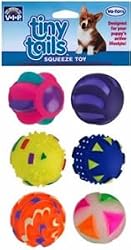 Vo-Toys Mini Vinyl Puppy Balls Tiny Tails Toy, 6-Pack