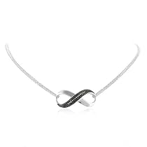0.25 ctw White and Treated Black Diamond Infinity Necklace in Sterling Silver 16"-18"