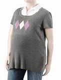 Motherhood Maternity: Plus Size Short Sleeve Shirt Collar Mock Layer Maternity Sweater