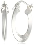 Sterling Silver Tarnish-Free Knife-Edge Hoop Earrings (0.7" Diameter)