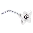 Sterling Silver Clear Gem Butterfly L-Shaped Nose Ring