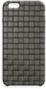 Iphone 6 Plus Grey Embossed Woven Leather Case 100 % Authentic Leather Handmade Premium Slim Case smooth touch