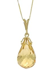 14K Gold Necklace with with Natural Briolette 7.0ct Citrine