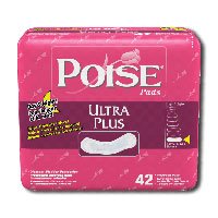 Poise Ultra Plus Absorbency Pads for maximum incontinence protection - 42 pads / Bag, 4 Bags / Case