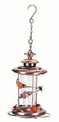 Hayes 13053 Horizons Hummingbird Feeder, Antique Copper with Red Flowers