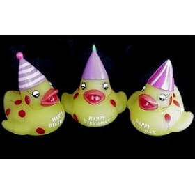 Set of 3 ~ Happy Birthday Light-Up Rubber Ducks