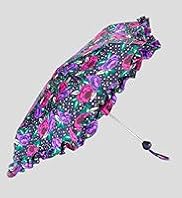 Frill Trim Spot & Rose Print Umbrella