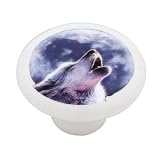 Howling Wolf Decorative High Gloss Ceramic Drawer Knob