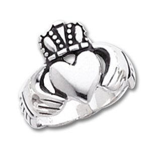 Sterling Silver Antiqued Claddagh Ring