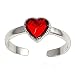 Zehenring Sterling Silber roter Zirkonia Herz 2