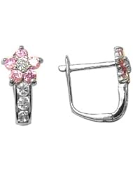 October Birthstone Flower Gemstone Huggie Earrings 925 Sterling Silver With Secure Lever Back - Jewelry At Cost