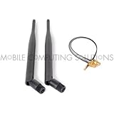 Dual Wi-fi Antenna Kit 5Dbi RP-SMA Antennas and 20cm/8"  U.fl/IPEX to RP-SMA Cables
