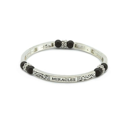 Inspirational Miracles Magnetic Hematite Healing Stretch Bracelet