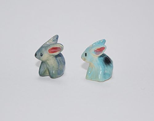 Blue Ratbit Dollhouse Miniatures Ceramic Figurine Set Animal Decor (2 Pcs.) for Gifts Toys Collectibles,garden Decoration