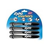 Office Products : EXPO Chisel Tip Markers with Eraser and Grip, Four Marker Set, Black Ink (SAN80793) Category: Dry Erase Markers