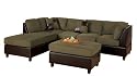 Bobkona Hungtinton Microfiber/Faux Leather 3-Piece Sectional Sofa Set, Sage