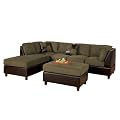 Bobkona Hungtinton Microfiber/Faux Leather 3-Piece Sectional Sofa Set, Sage