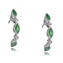 3 Stone Emerald Earrings W/ Diamond 14K White Gold Post