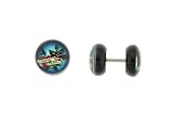 Genuine Ed Hardy Anodized Black Fake Plug - Love Eternal Logo -16g Wire - 10mm - Sold as a Pair