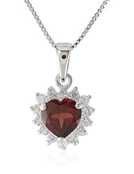7Mm Heart Shape Gemstone and Round Cubic Zirconia Sterling Silver Pendant Necklace (1.00 Cttw)