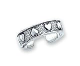 Sterling Silver Antiqued Hearts Toe Ring