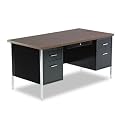 ALERA Double Pedestal Steel Desk, 60w x 30d x 29-1/2h, Oak/Putty