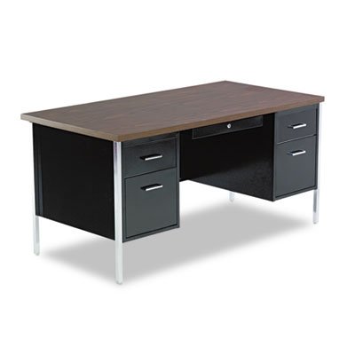 Alera Double Pedestal Steel Desk 60W X 30D X 29-12H OakPutty