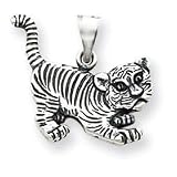 Sterling Silver Antiqued Tiger Charm
