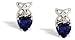 14K White Gold Genuine Heart Sapphire and Diamond Earrings