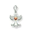 14k White Gold Filigree Angel with Heart Pendant