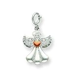 14k White Gold Filigree Angel with Heart Pendant