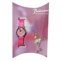 Ballerina Pink Glitter Strap Watch & Pendant Set