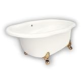 American Bath Factory B4-72-BB-LH-NH-M2-15-PB Caspian Whirlpool Clawfoot Bathtub in Bisque, Ball and