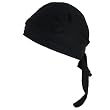 New Solid Black Pirate Biker, Skull Sewn, Molded Bandana Bandanna, Biker Hat Cap, Head Scarf