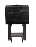 Living Accents Dark Espresso Finish 4 Tray Table Set with Stand