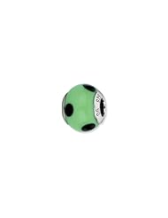 Sterling Silver Green with Black Dots Italian Murano Charm