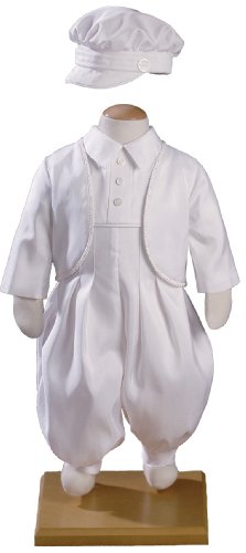 Boys Silk Shantung Christening Baptism Coverall/Jacket, 12 Month (17-22 lbs)