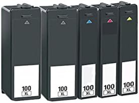 5 Pack Compatible Lexmark 100XL (#100XL) High Yield Ink Cartridge for 14N1068 Black, 14N1069 Cyan, 14N1070 Magenta & 14N1071 Yellow